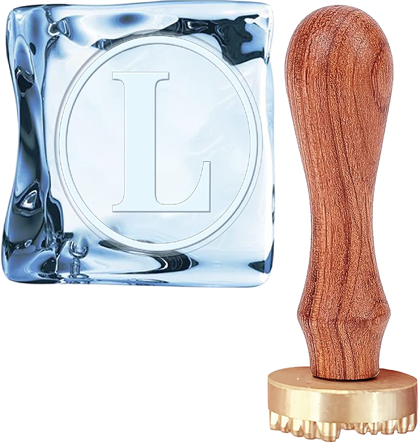Ice Stamp L Letter Ice Cube Stamp with Removable Brass Head & Wood Handle  Vintage 1.2 Ice Branding Stamp for Ice Cubes Cocktail Whiskey Mojito  Drinks